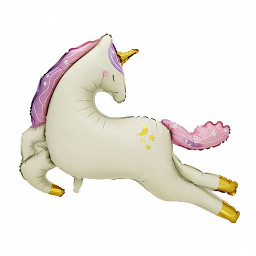 Шар (45"/114 см) Фигура, Единорог, Нежный, Сатин, 1 шт.