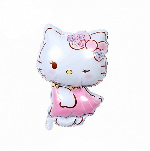 Шар (26"/66 см) Фигура, Котик в платье, Розовый, 1 шт.